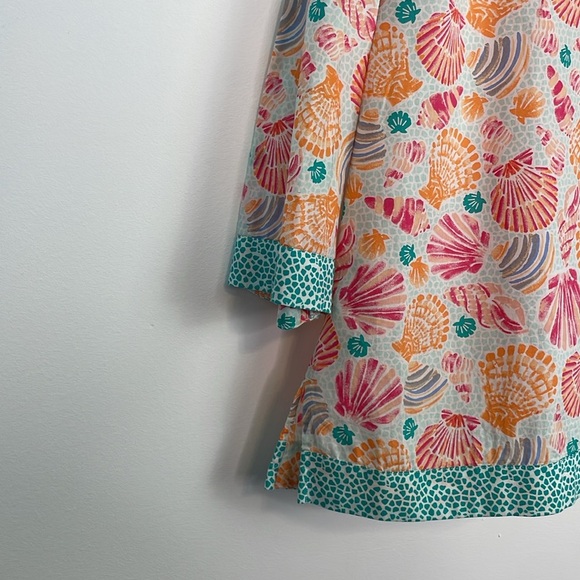 Talbots Cabana Life Seashell Print Tunic Top/Coverup. Size Large Petite. - Picture 6 of 12